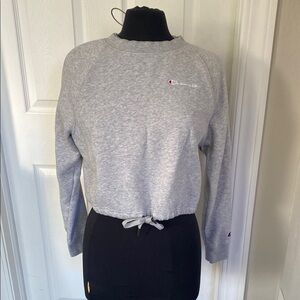 Champion Gray Cropped Tie Front Hoodie